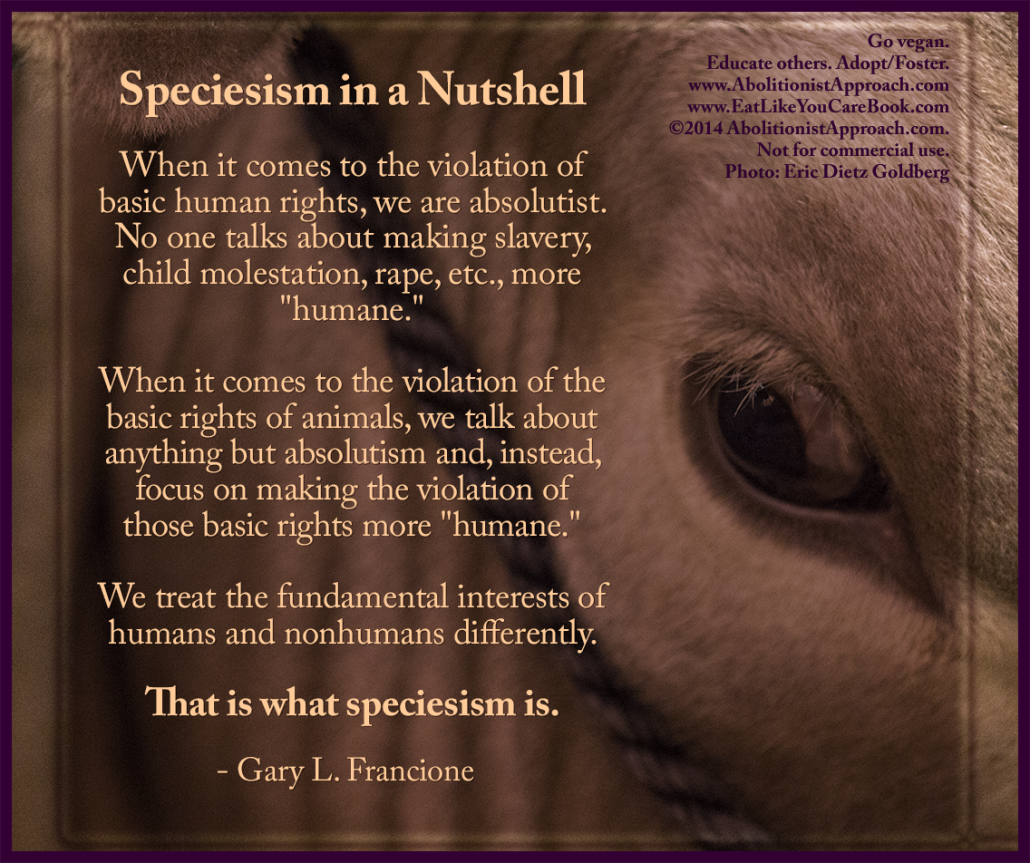 Speciesism in a Nutshell... - HowDoIGoVegan.com